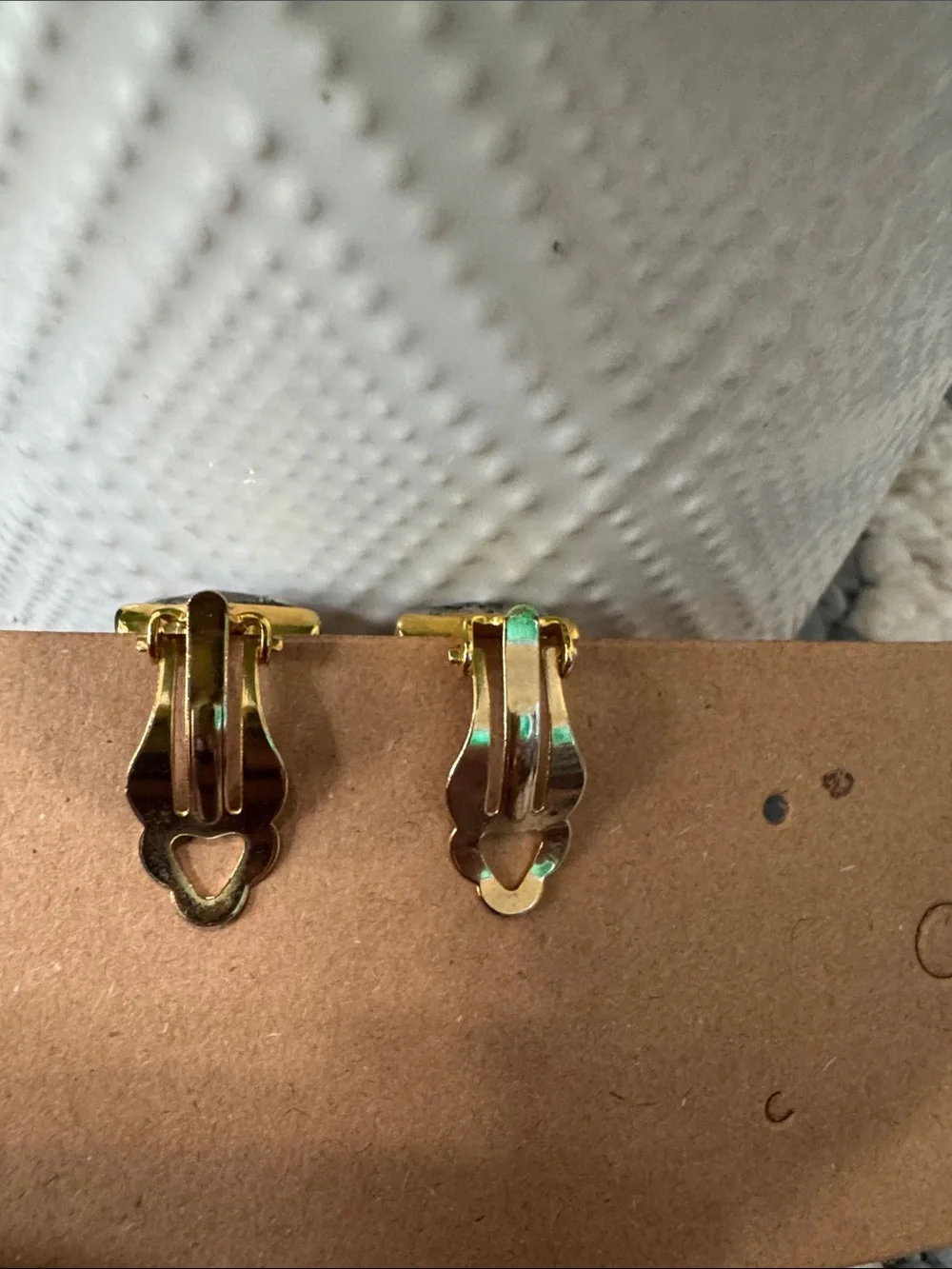 Vintage Two Tone Clip On Earrings Gold Gunmetal Statement Textured 80s
